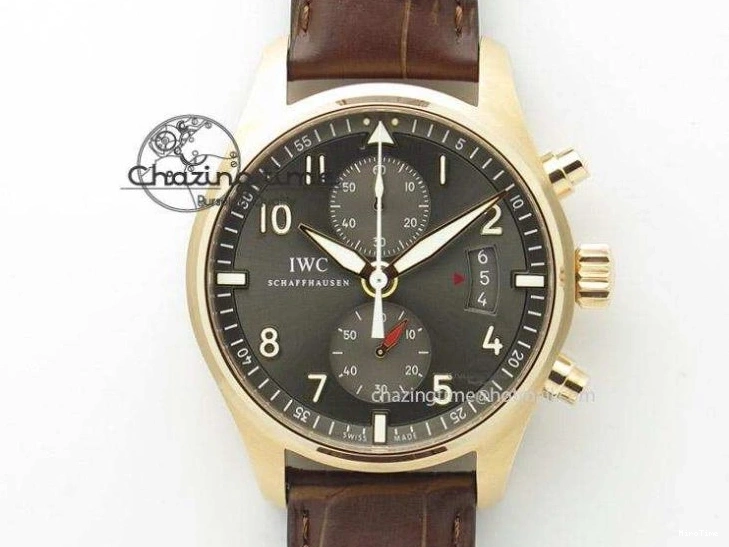 MIROTIME 0208 Pilot Chrono RG 3878 ZF Best Edition Grey Dial On Brown Leather Strap A UrbanChic 7330